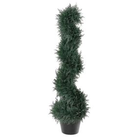 3FT Topiary Artificial Faux Cedar Tree Spiral Fake Plant, Pre-potted & Features High-Quality Detailed Look for Indoor or Outdoor