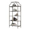 Elegant Bronze Metal Display Rack Etagere Bookcase with 5 Glass Storage Shelves