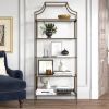 Elegant Bronze Metal Display Rack Etagere Bookcase with 5 Glass Storage Shelves