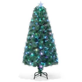 5/6/7 FT Pre-Lit Fiber Optic Christmas Tree with 148/185/226 Multi-Color LED Lights and Top Star Light-7 ft