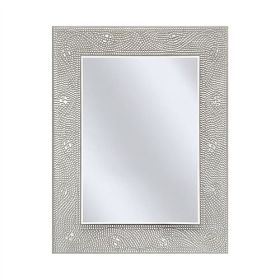 Rectangle Bathroom Vanity Mirror with Mosaic Crystal Floral Motif Border