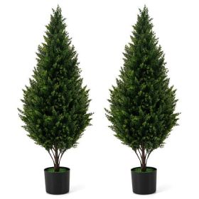 4 FT Artificial Topiary Tree Set of 2 for Indoor Outdoor Home Front Porch-Green