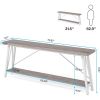 Heavy Duty 70-inch Industrial Grey Wood Top Sofa Table with White Metal Frame