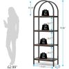 Modern Industrial Metal Wood Display Rack Bookcase with 4 Storage Shelves