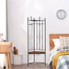 Black Metal Scrolling Corner Hall Tree Coat Rack Storage Bench