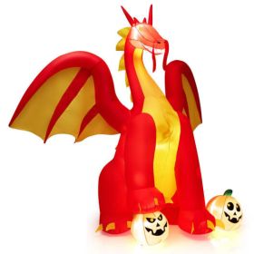 10 Feet Outdoor Halloween Decor Giant Inflatable Animated Fire Dragon with Built-in LED Lights