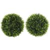 HOMCOM 2 PCS 17.7" Topiary Balls Cedar Topiary Plants, Indoor Outdoor Fake Plants, UV-protected, Green