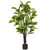 HOMCOM 4.5ft Faux Fiddle Leaf Fig Tree Artificial Decorative Plant Indoor Outdoor Greenery Nursery Pot