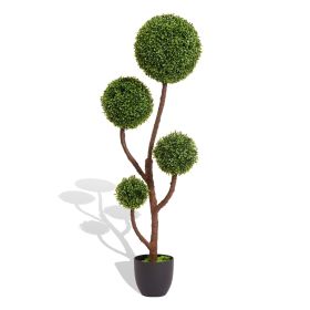 Spiral for indoor outdoor decoration artificial boxwood topiary ball tree 2025 High quality green plant trees 120cm 1pcs/set