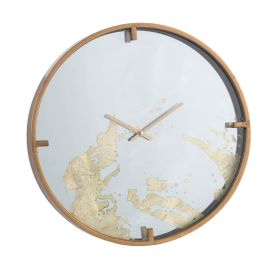 D15.7x2.4" Minimalist Mirrored Clock, Gold