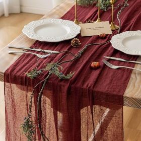 Burgundy Christmas Table Runner Decor Red Cheesecloth Gauze 120 Inch 10 FT Rustic Boho Cheese Cloth Runner for Wedding Baby Bridal Shower Party Long S