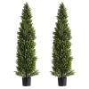 VEVOR Artificial Topiary Cedar Trees, 60 inch 2 Set Faux Pine Shrubs Plants, Fake Silk Tree Look Real