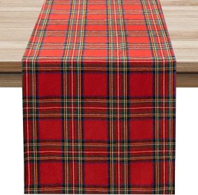 Christmas Checkered Tartan Table Runner - Red Buffalo Plaid Xmas Stain Resistant Washable Table Decoration for Dining/Parties/Holiday Decor