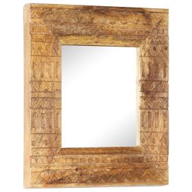 Hand-Carved Mirror 19.7"x19.7"x1" Solid Mango Wood