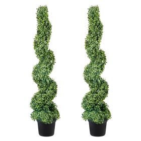 VEVOR 2 pcs. Artificial Boxwood Tower Topiary Spiral Artificial Plant 122cm high Decorative Plant Green Plastic PE Iron Topiary Plants incl. 10 pcs. R