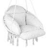 VEVOR Hammock Swinging Chair Macramé Hanging Chair with Cushion Indoor & Outdoor