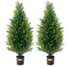 VEVOR 2 Pack 3' Artificial Cedar Topiary Tree Faux Plant UV Decor In/Outdoor