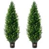 VEVOR 2 Pack 4' Artificial Cedar Topiary Tree Faux Plant UV Decor In/Outdoor
