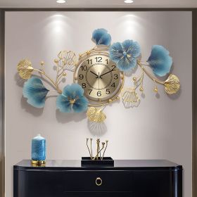 32.7" Light Luxury Creative 3D Metal Ginkgo Leaves Artistic Wall Clock Home Decor Art