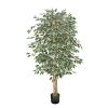 6FT Artificial Ficus Tree Tall Faux Plant with Black Pot for Indoor Decor