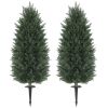 HOMCOM 43.3 Inch Set of 2 Artificial Cypress Topiary Tree, Indoor Outdoor UV Resistant Faux Plants with Ground Stake for Garden