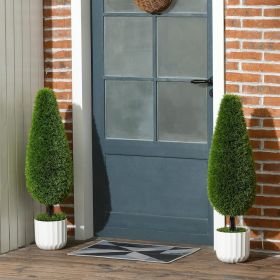 2 Pack 3 Feet Artificial Cedar Teardrop Shaped Bush with Plastic Nursery Pot