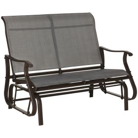 2-Person Outdoor Glider Bench, Patio Glider Loveseat Chair with Powder Coated Steel Frame, 2 Seats Porch Rocking Glider for Backyard, Lawn