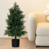 Artificial Cedar Topiary Tree with Plastic Nursery Pot for Porch and Office