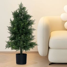 Artificial Cedar Topiary Tree with Plastic Nursery Pot for Porch and Office