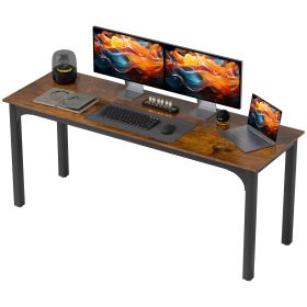 71" Computer Desk, Desktop Desk with Metal Legs, Rustic Brown