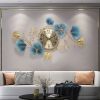 32.7" Light Luxury Creative 3D Metal Ginkgo Leaves Artistic Wall Clock Home Decor Art
