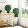 HOMCOM Decorative Artificial Trees 2 Pack 15.75" Faux Boxwood Topiary Ball for Indoor Outdoor Home Decor