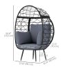 Rattan Egg Chair, Indoor Outdoor Lounger with Cushions and Cup Holder for Backyard, Garden, Lawn, Living Room, Grey