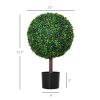 Outsunny 23.5 Inch Artificial Boxwood Ball Topiary Tree Fake Decorative Plant with Nursery Pot for Indoor Outdoor Décor
