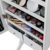 Full Mirror Wooden Floor Standing 4-Layer Shelf With Inner Mirror 2 Drawer Jewelry Storage Adjustable Mirror Cabinet - White XH