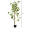 HOMCOM 6ft Fake Bamboo Tree Indoor Outdoor Artificial Plant with Pot for Home Office Living Room Decor