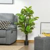 HOMCOM 4.5ft Faux Fiddle Leaf Fig Tree Artificial Decorative Plant Indoor Outdoor Greenery Nursery Pot