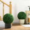 HOMCOM 2 Pack 19.75" Artificial Ball Boxwood Topiary Trees Balls, Indoor Outdoor Fake Plants for Home, Office & Living Room Decor