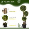 3FT Potted Fake Plant, Artificial Boxwood Topiary Tree, Triple Ball Tree for Indoor and Outdoor, Green