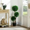 HOMCOM 3ft Artificial Triple Ball Boxwood Topiary Tree, Pot, Sandalwood Leaves, Indoor Outdoor Home