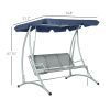 Outsunny 3 Person Patio Swing Seats, Porch Swing with Stand and Adjustable Canopy Outdoor Swing Chair Bench for Garden, Poolside, Blue