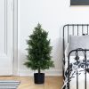 Artificial Cedar Topiary Tree with Plastic Nursery Pot for Porch and Office