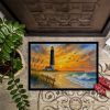 Beach Lighthouse Doormat Front Door Mat Indoor Outdoor Rugs for Entryway, Non Slip Washable Low Pile, 18H X 27W