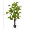 HOMCOM 4.5ft Faux Fiddle Leaf Fig Tree Artificial Decorative Plant Indoor Outdoor Greenery Nursery Pot