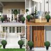 HOMCOM 23.6" Set of 2 Artificial Topiary Trees, Boxwood Topiary Plants, Fake Plants in Pot, Indoor Outdoor Green