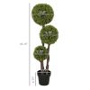 HOMCOM 45.3" Artificial Ball Boxwood Topiary Tree Fake Plant in Pot for Indoor Outdoor Living Room Decoration Light Green