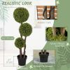4FT Potted Fake Plant, Artificial Boxwood Topiary Tree, Triple Ball Tree for Indoor and Outdoor, Green
