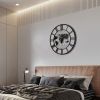 36 Inch Large Black Metal Wall Clock, Modern Silent World Map Wall Clock with Gold Pointers, Decorative for Living Room, Entryway, Dinning Room