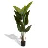 Artificial Bird of Paradise Plant, 5.2ft Tall Faux Tropical Palm Tree in Pot for Indoor or Outdoor Home, Office, or Garden Decoration, 2pcs/set