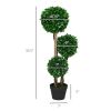 HOMCOM 3ft Artificial Triple Ball Boxwood Topiary Tree, Pot, Sandalwood Leaves, Indoor Outdoor Home